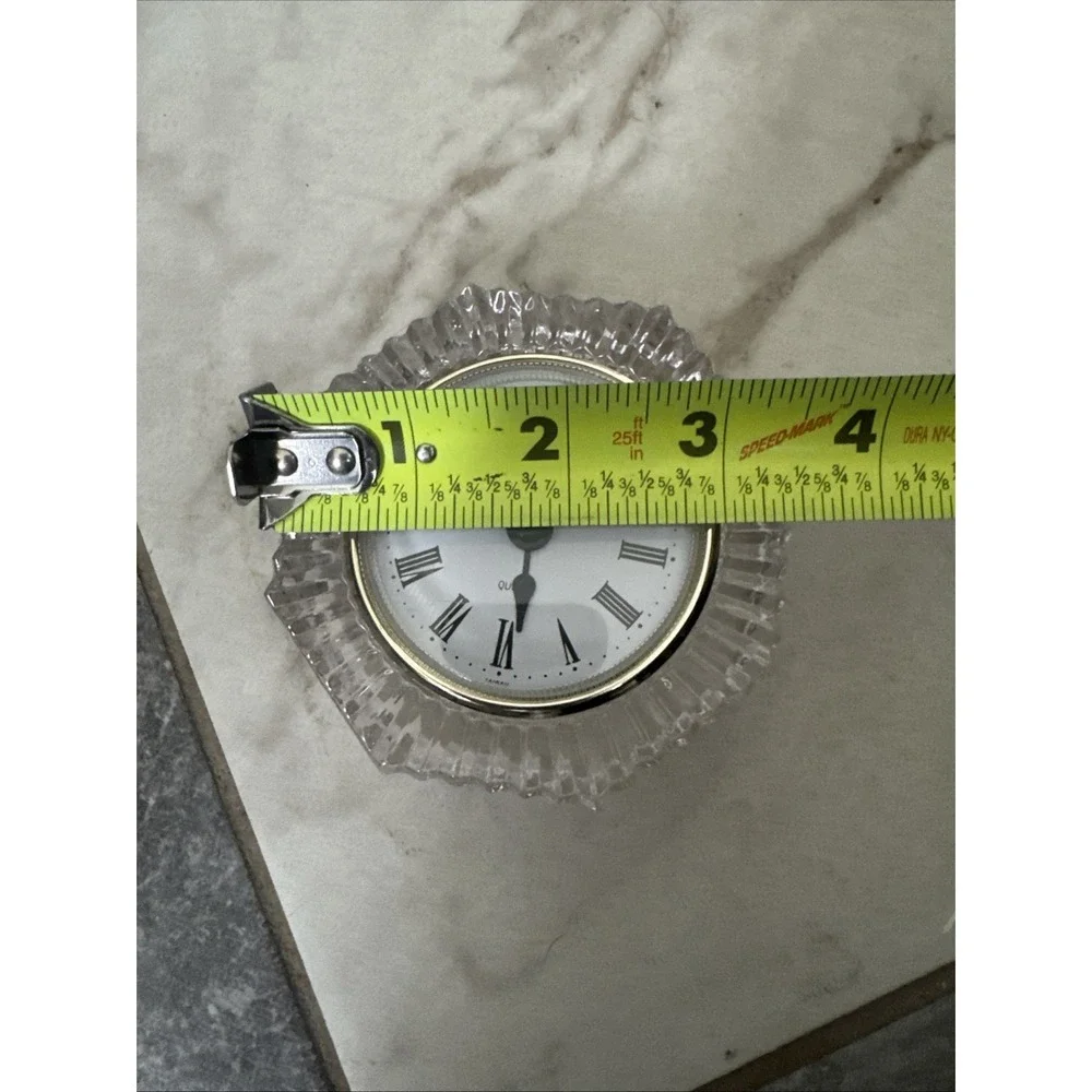 Vintage Glass Octagon Quartz Desk Clock Clear Roman Numeral Retro Decor